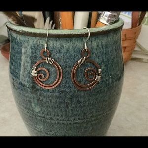 Copper and silver earrings